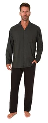 Normann Herren Langarm Pyjama zum Durchknöpfen Khaki/Dunkelgrün/Dunkelgrau/Grau/Hellgrau