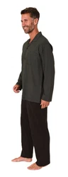 Normann Herren Langarm Pyjama zum Durchknöpfen Khaki/Dunkelgrün/Dunkelgrau/Grau/Hellgrau