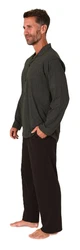 Normann Herren Langarm Pyjama zum Durchknöpfen Khaki/Dunkelgrün/Dunkelgrau/Grau/Hellgrau