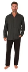 Normann Herren Langarm Pyjama zum Durchknöpfen Khaki/Dunkelgrün/Dunkelgrau/Grau/Hellgrau