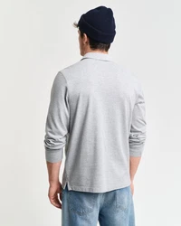GANT Poloshirt Regular Shield Longsleeve Pique Rugger Nautical Stripe Grau/Hellgrau