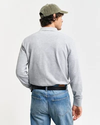 GANT Poloshirt Regular Shield Longsleeve Pique Rugger Nautical Stripe Grau/Hellgrau