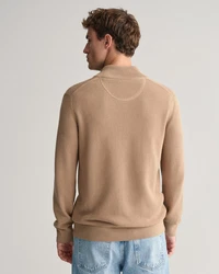 Gant Strickjacke COTTON PIQUE ZIP CARDIGAN Braun/Beige/Khaki