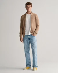 Gant Strickjacke COTTON PIQUE ZIP CARDIGAN Braun/Beige/Khaki