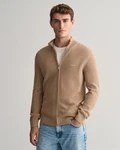 Gant Strickjacke COTTON PIQUE ZIP CARDIGAN Braun/Beige/Khaki