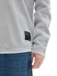 TOM TAILOR Denim 2-in-1 Pullover Grau/Hellgrau