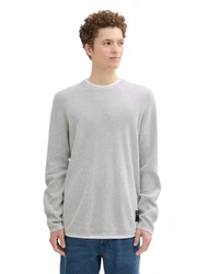 TOM TAILOR Denim 2-in-1 Pullover Grau/Hellgrau