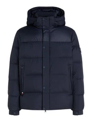 Tommy Hilfiger Jacke MIX DOWN HOODED PUFFER JACKET mit abnehmbarer Kapuze Dunkelblau/Blau