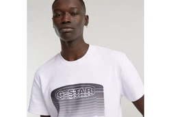 G-STAR Shirt Stacked Old Skool Logo R schwarz/weiß