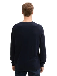TOM TAILOR Strickpullover mit recyceltem Kaschmir Dunkelblau/Hellblau