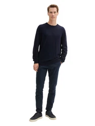 TOM TAILOR Strickpullover mit recyceltem Kaschmir Dunkelblau/Hellblau