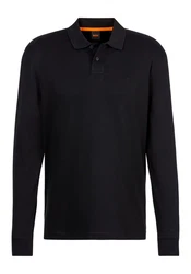 BOSS ORANGE Poloshirt Pe_interlock_long mit Polokragen Dunkelblau/Schwarz/Blau
