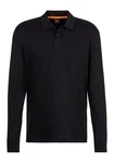 BOSS ORANGE Poloshirt Pe_interlock_long mit Polokragen Dunkelblau/Schwarz/Blau