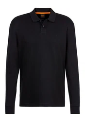 BOSS ORANGE Poloshirt Pe_interlock_long mit Polokragen Dunkelblau/Schwarz/Blau