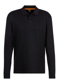 BOSS ORANGE Poloshirt Pe_interlock_long mit Polokragen Dunkelblau/Schwarz/Blau