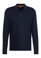 BOSS ORANGE Poloshirt Pe_interlock_long mit Polokragen Dunkelblau/Blau