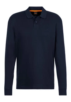 BOSS ORANGE Poloshirt Pe_interlock_long mit Polokragen Dunkelblau/Blau