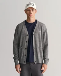 Gant Strickjacke CLASSIC COTTON V-CARDIGAN grau/dunkelgrau melange