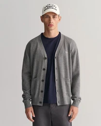 Strickjacke CLASSIC COTTON V-CARDIGAN Grafische -Stickerei auf der Brust