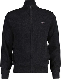 Strickjacke EXTRAFINE LAMBSWOOL ZIP CARDIGAN mit Logostickerei