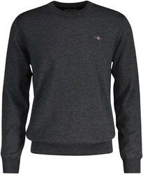 Gant Rundhalspullover CTN/WO C-NECK Dunkelgrau/Grau