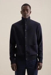 Strickjacke Langarm Stehkragen Uni