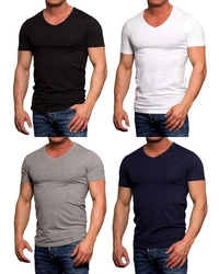 Jack & Jones T-Shirt V-Neck (Spar Set, 4er-Pack) Dunkelblau/Weiß/Schwarz