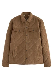 Cordjacke Cord-Hemdjacke mit Rautensteppung und Borgfutter (1-St)