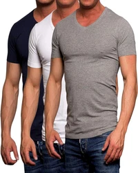 Jack & Jones T-Shirt Spar Set (3er-Pack) Unifarben Grau/Weiß/Dunkelgrau