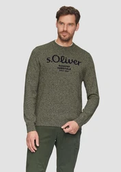 s.Oliver Strickpullover mit Logo in Melange-Optik Dunkelgrün/Grün