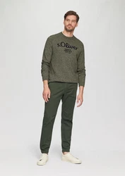 s.Oliver Strickpullover mit Logo in Melange-Optik Dunkelgrün/Grün