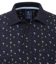 Redmond Poloshirt Druck Dunkelblau/Schwarz