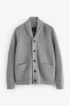 Next Strickjacke Regular Fit Schalkragen Grau/Hellgrau/Dunkelgrau