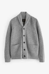 Next Strickjacke Regular Fit Schalkragen Grau/Hellgrau/Dunkelgrau
