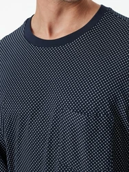 Schiesser Pyjama Schlafanzug Comfort Essentials Dunkelblau/Grau