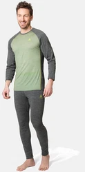 Odlo Lange Unterhose BL BOTTOM NATURAL PERFORM dunkelgrau melange/scharfgrün