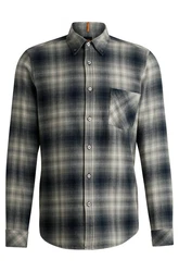 BOSS ORANGE Flanellhemd Rickert_M Grau/Creme/Schwarz/Dunkelgrau