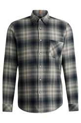 BOSS ORANGE Flanellhemd Rickert_M Grau/Creme/Schwarz/Dunkelgrau