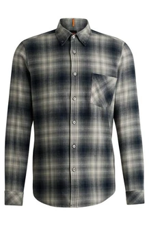 BOSS ORANGE Flanellhemd Rickert_M Grau/Creme/Schwarz/Dunkelgrau