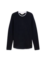 TOM TAILOR Denim 2-in-1 Pullover Dunkelblau/Hellblau/Blau
