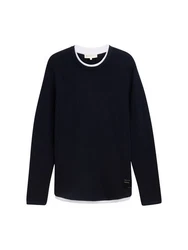 TOM TAILOR Denim 2-in-1 Pullover Dunkelblau/Hellblau/Blau