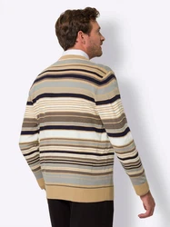 Sieh an! Strickpullover Rundhalspullover Mischfarben/Beige/Rot/Gelb