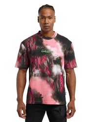 CARLO COLUCCI T-Shirt D'Inezo Schwarz/Rosa/Dunkelrot/Grau