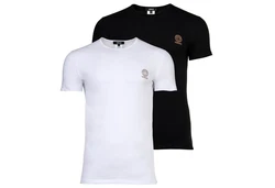 Versace T-Shirt Herren T-Shirt, 2er Pack, Rundhals Schwarz/Weiß/Dunkelblau/Lila