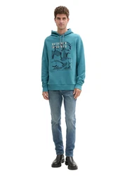 TOM TAILOR Sweatshirt Basic Hoodie mit Print Regular Fit 