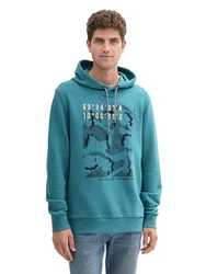 TOM TAILOR Sweatshirt Basic Hoodie mit Print Regular Fit 