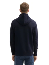 TOM TAILOR Sweatshirt Basic Hoodie mit Print Regular Fit Dunkelblau/Blau