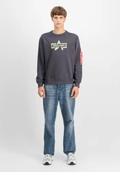 Alpha Industries Logo Edge Crewneck Pullover Dunkelgrau/Hellgrau/Dunkelgrün