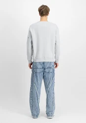 Alpha Industries Logo Edge Crewneck Pullover Grau/Rot/Hellgrau/Dunkelblau/Weiß/Blau