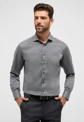 Eterna Langarmhemd MODERN FIT Grau/Dunkelgrau/Braun